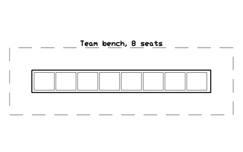 Anteprima del simbolo Team bench, 8 seats, blocco SPT_TEAM_BENCH