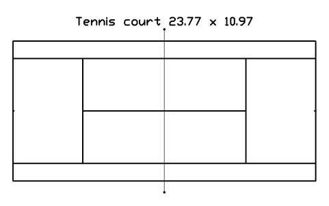 Anteprima del simbolo Tennis court 23.77 x 10.97, blocco SPT_TENNIS