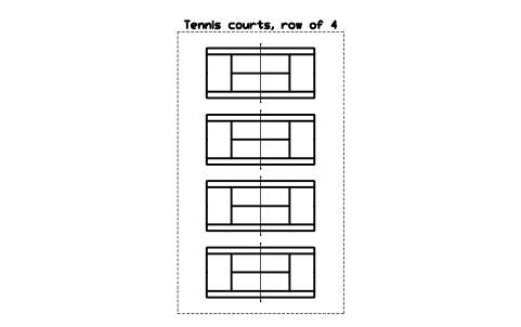 Anteprima del simbolo Tennis courts, row of 4, blocco SPT_TENNIS_ROW_4