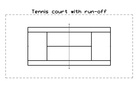 Anteprima del simbolo Tennis court with run-off, blocco SPT_TENNIS_RUNOFF