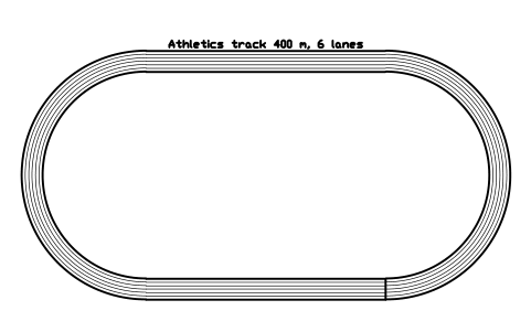 Anteprima del simbolo Athletics track 400 m, 6 lanes, blocco SPT_TRACK_6