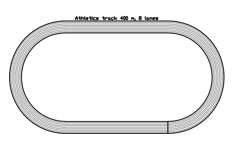 Anteprima del simbolo Athletics track 400 m, 8 lanes, blocco SPT_TRACK_8