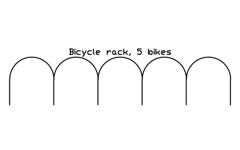 Aperçu du symbole Bicycle rack, 5 bikes, bloc SFE_BIKE_RACK_5