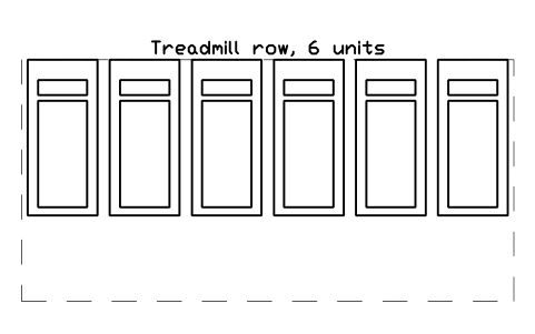 Aperçu du symbole Treadmill row, 6 units, bloc SFE_CARDIO_ROW_6