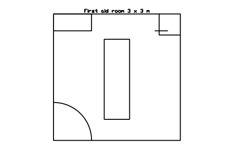 Aperçu du symbole First aid room 3 x 3 m, bloc SFE_FIRST_AID