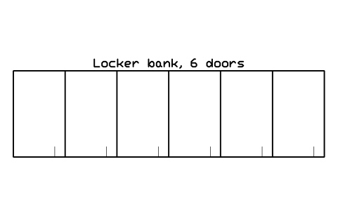 Aperçu du symbole Locker bank, 6 doors, bloc SFE_LOCKER_BANK_6