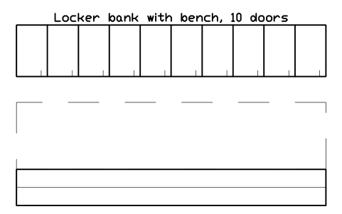 Aperçu du symbole Locker bank with bench, 10 doors, bloc SFE_LOCKER_BENCH