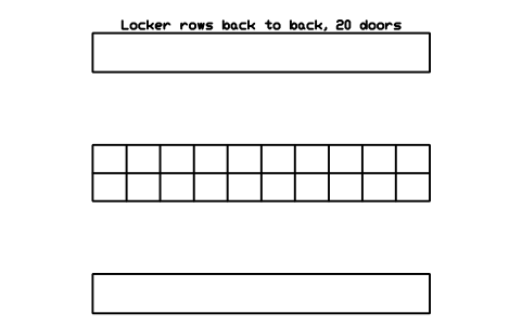 Aperçu du symbole Locker rows back to back, 20 doors, bloc SFE_LOCKER_ROOM_BACK
