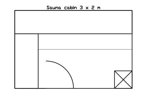 Aperçu du symbole Sauna cabin 3 x 2 m, bloc SFE_SAUNA_3X2