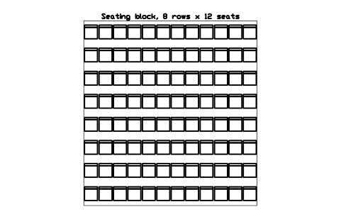 Aperçu du symbole Seating block, 8 rows x 12 seats, bloc SFE_SEAT_BLOCK_8X12