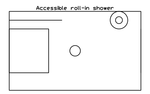 Aperçu du symbole Accessible roll-in shower, bloc SFE_SHOWER_ACCESSIBLE