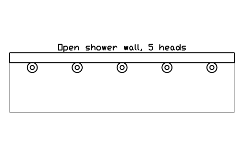 Aperçu du symbole Open shower wall, 5 heads, bloc SFE_SHOWER_GANG_5