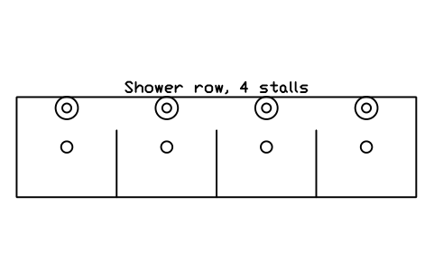 Aperçu du symbole Shower row, 4 stalls, bloc SFE_SHOWER_ROW_4