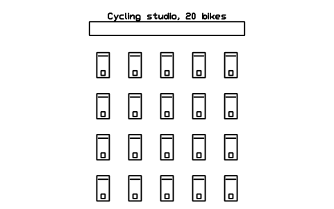 Aperçu du symbole Cycling studio, 20 bikes, bloc SFE_SPIN_CLASS_20