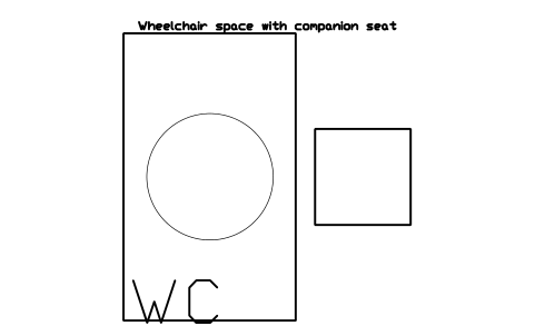 Aperçu du symbole Wheelchair space with companion seat, bloc SFE_WHEELCHAIR_SPACE