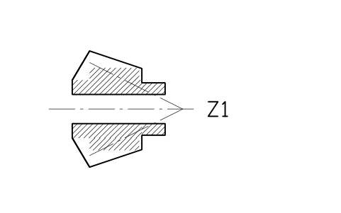 Anteprima del simbolo Bevel gear, axial section, blocco SPG_BEVEL_SECTION