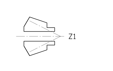 Anteprima del simbolo Bevel gear, side view, blocco SPG_BEVEL_VIEW
