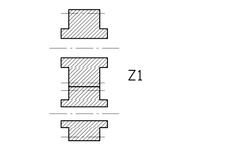 Anteprima del simbolo Spur gear pair, section, blocco SPG_PAIR_SPUR_SECTION