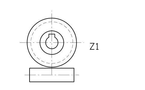 Anteprima del simbolo Worm and wheel, end view, blocco SPG_PAIR_WORM_END