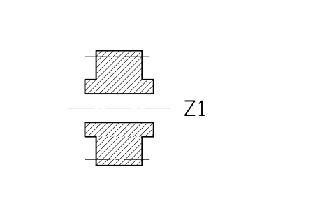 Anteprima del simbolo Spur gear, axial section, blocco SPG_SPUR_SECTION