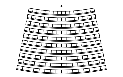 Vorschau des Symbols Gekrümmter Sitzblock R20 m, 10 Reihen x 16, Block STA_CURVE_R20_10X16