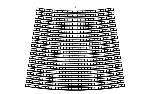 Vorschau des Symbols Gekrümmter Sitzblock R50 m, 20 Reihen x 30, Block STA_CURVE_R50_20X30
