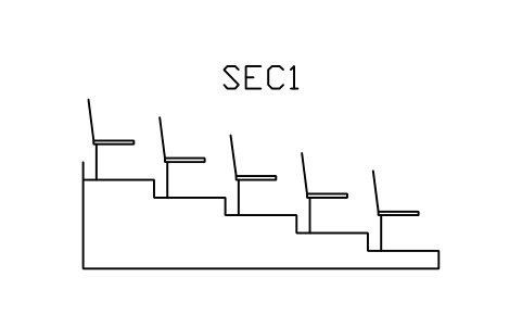Vorschau des Symbols Tribünenschnitt, Steigung 200, Auftritt 800, 5 Reihen, Block STA_SEC_R200_G800