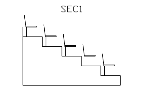 Vorschau des Symbols Tribünenschnitt, Steigung 400, Auftritt 800, 5 Reihen, Block STA_SEC_R400_G800