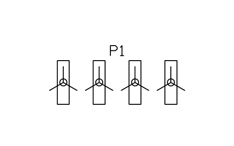 Vorschau des Symbols Drehkreuzreihe, 4 Spuren, Block STA_TURNSTILES_4