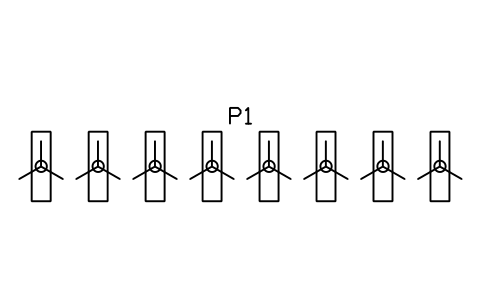 Vorschau des Symbols Drehkreuzreihe, 8 Spuren, Block STA_TURNSTILES_8