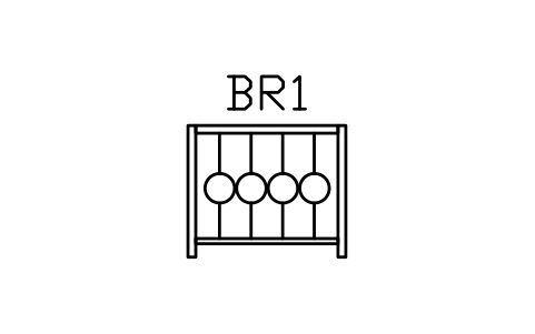 Balustrade, wrought-iron scrolls sembolünün önizlemesi, blok ARCH_RAIL_SCROLL