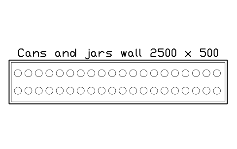 Anteprima del simbolo Cans and jars wall 2500 x 500, blocco SMK_CAN_WALL
