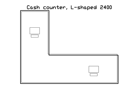 Anteprima del simbolo Cash counter, L-shaped 2400, blocco SMK_CASH_L