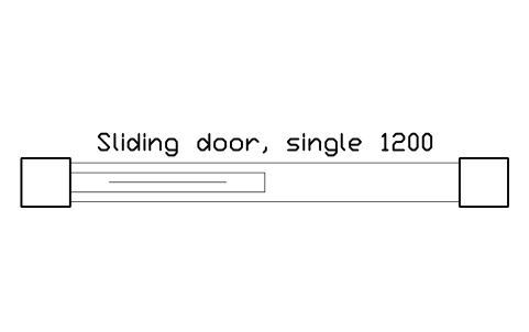 Anteprima del simbolo Sliding door, single 1200, blocco SMK_DOOR_SLIDE_1