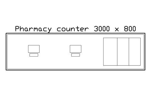 Anteprima del simbolo Pharmacy counter 3000 x 800, blocco SMK_PHARMACY