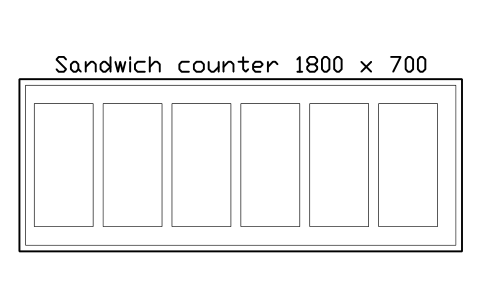 Anteprima del simbolo Sandwich counter 1800 x 700, blocco SMK_SANDWICH_BAR