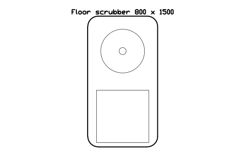 Anteprima del simbolo Floor scrubber 800 x 1500, blocco SMK_SCRUBBER