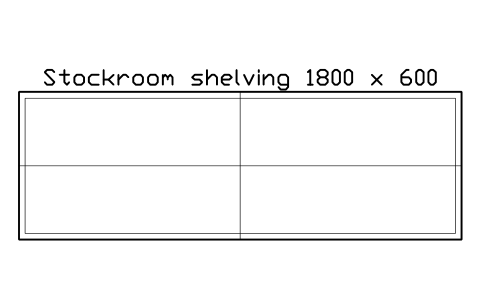 Anteprima del simbolo Stockroom shelving 1800 x 600, blocco SMK_STOCK_SHELF