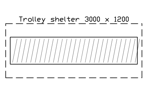 Anteprima del simbolo Trolley shelter 3000 x 1200, blocco SMK_TROLLEY_SHELTER