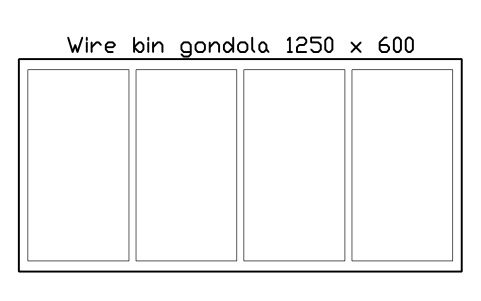 Anteprima del simbolo Wire bin gondola 1250 x 600, blocco SMK_WIRE_BINS