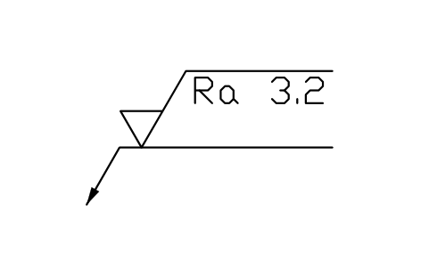 Anteprima del simbolo linea di richiamo verso il basso, con asportazione, blocco SUR_LEADER_DOWN_MR