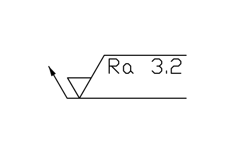 Anteprima del simbolo linea di richiamo verso l’alto, con asportazione, blocco SUR_LEADER_UP_MR