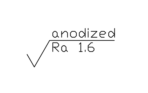Anteprima del simbolo Anodizzato, Ra 1.6, blocco SUR_METH_ANODIZED