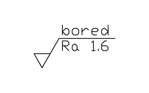 Anteprima del simbolo Alesato a barra, Ra 1.6, blocco SUR_METH_BORED