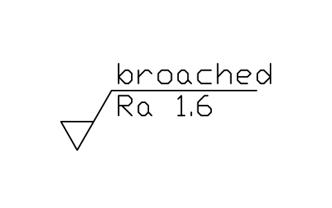 Anteprima del simbolo Brocciato, Ra 1.6, blocco SUR_METH_BROACHED