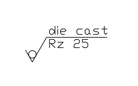 Anteprima del simbolo Pressofuso, Rz 25, blocco SUR_METH_DIE_CAST