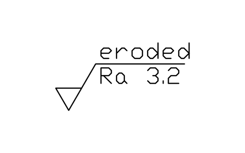 Anteprima del simbolo Elettroerosione, Ra 3.2, blocco SUR_METH_EDM