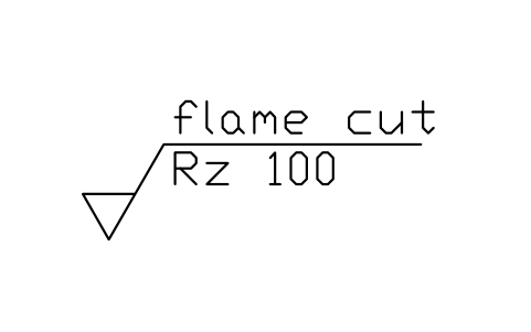 Anteprima del simbolo Taglio a fiamma, Rz 100, blocco SUR_METH_FLAME_CUT