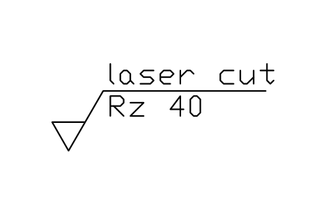 Anteprima del simbolo Taglio laser, Rz 40, blocco SUR_METH_LASER_CUT