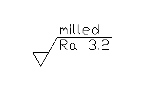 Anteprima del simbolo Fresato, Ra 3.2, blocco SUR_METH_MILLED